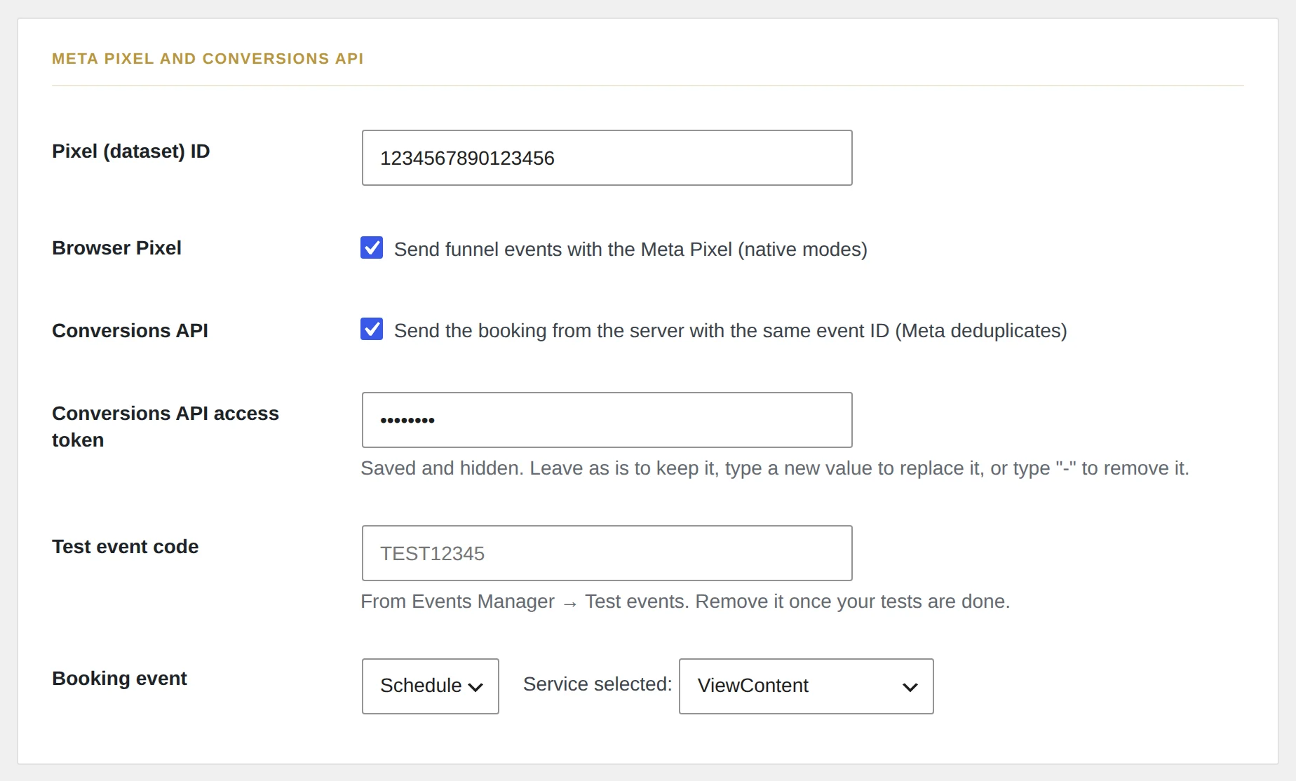 Meta Pixel und Conversions API, über eine Event-ID dedupliziert.