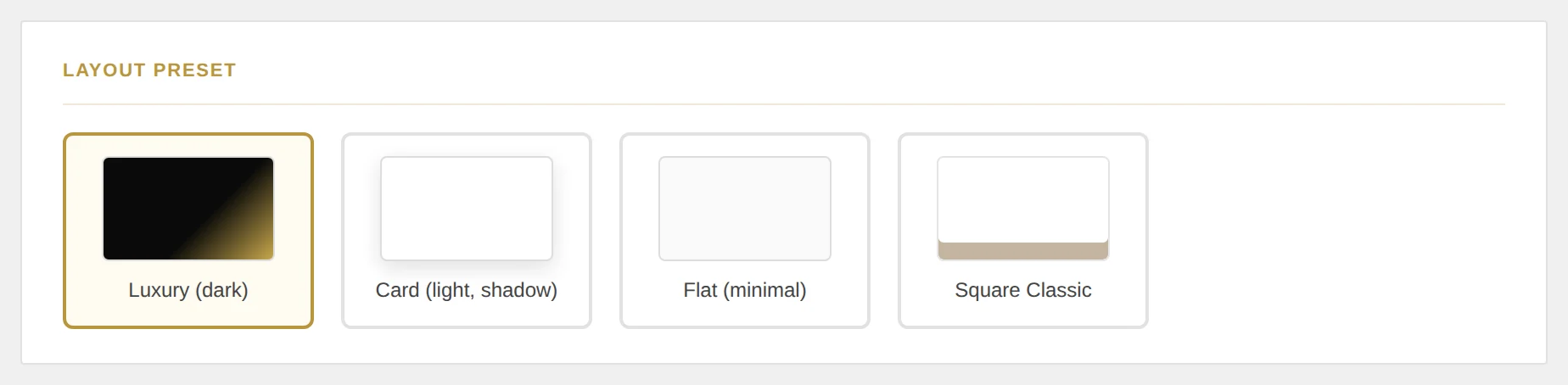 Tab Appearance: die vier Presets.