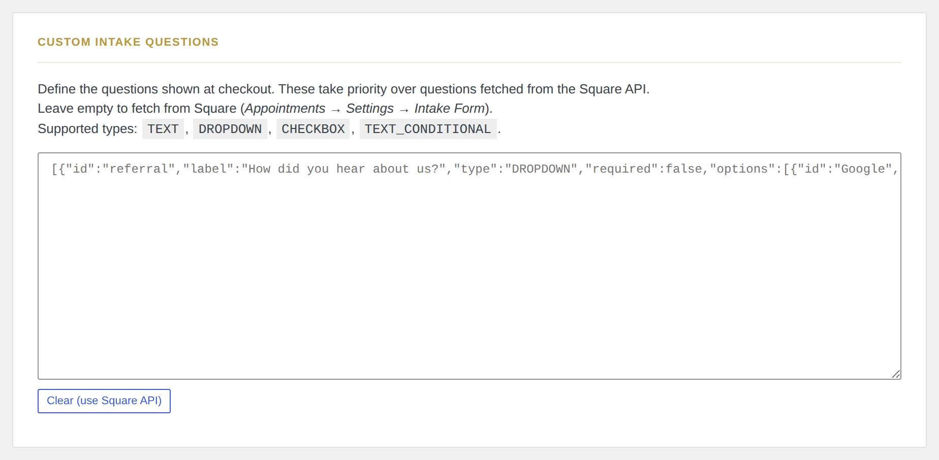 Questions d'accueil personnalisées (onglet Booking flow).