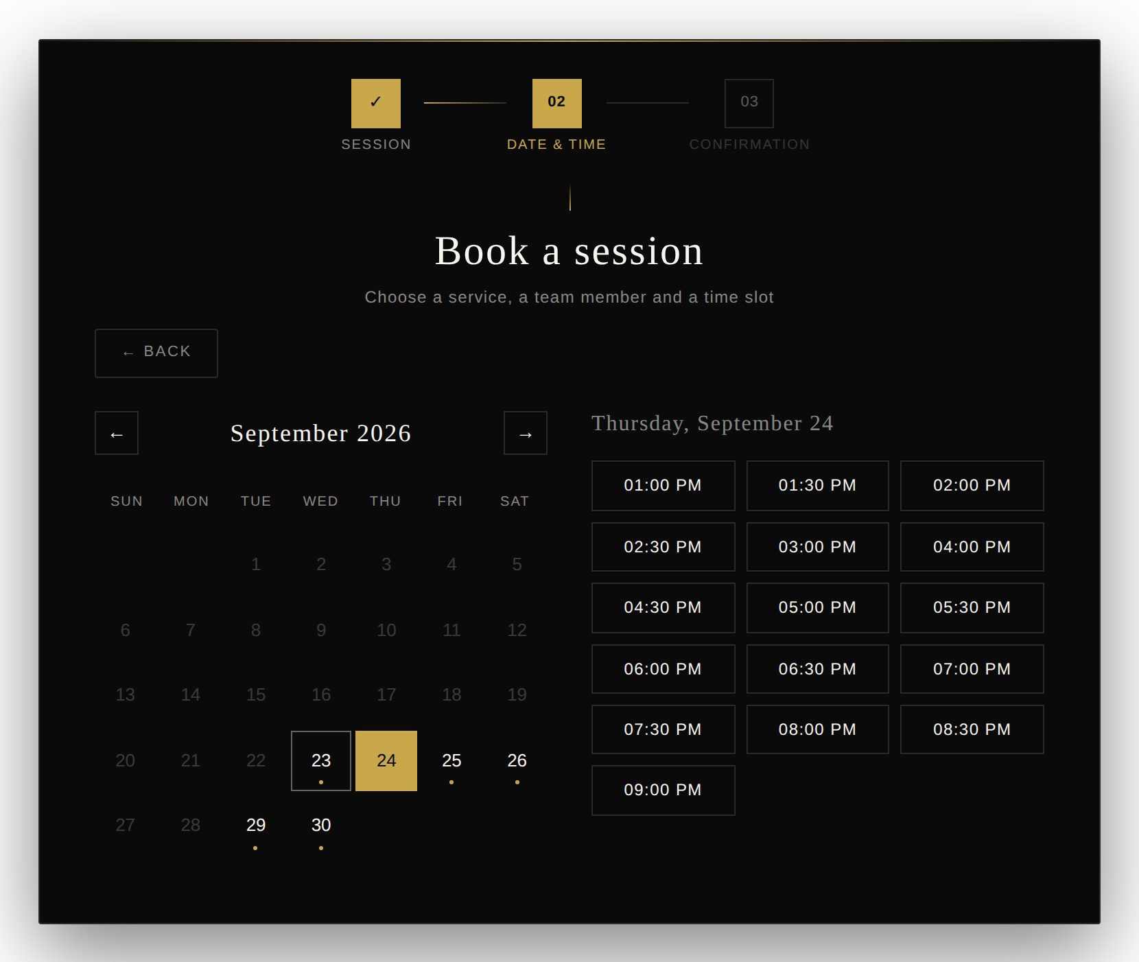Square booking widget on WordPress, Luxury theme
